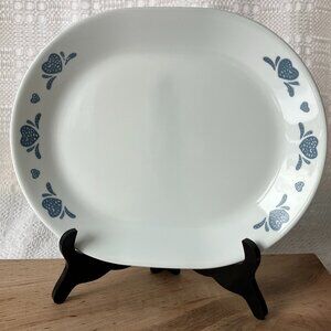 CORNING CORELLE BLUE HEARTS SPONGED Approx 10" X 12" OVAL SERVING PLATTER